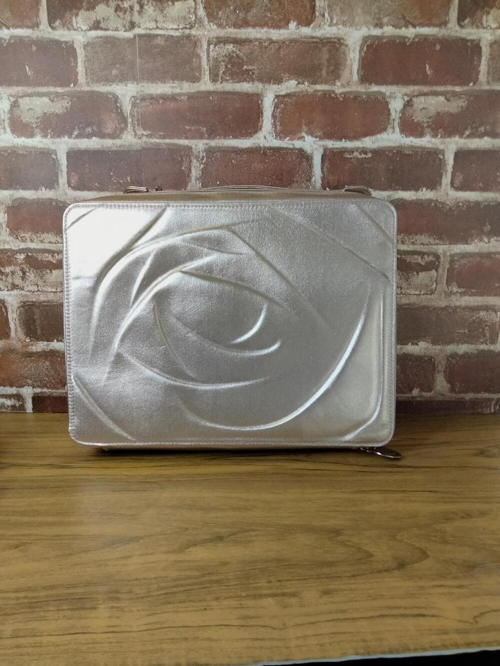 Lancome Rose Gold Metallic Rose Embossed Makeup Train Case